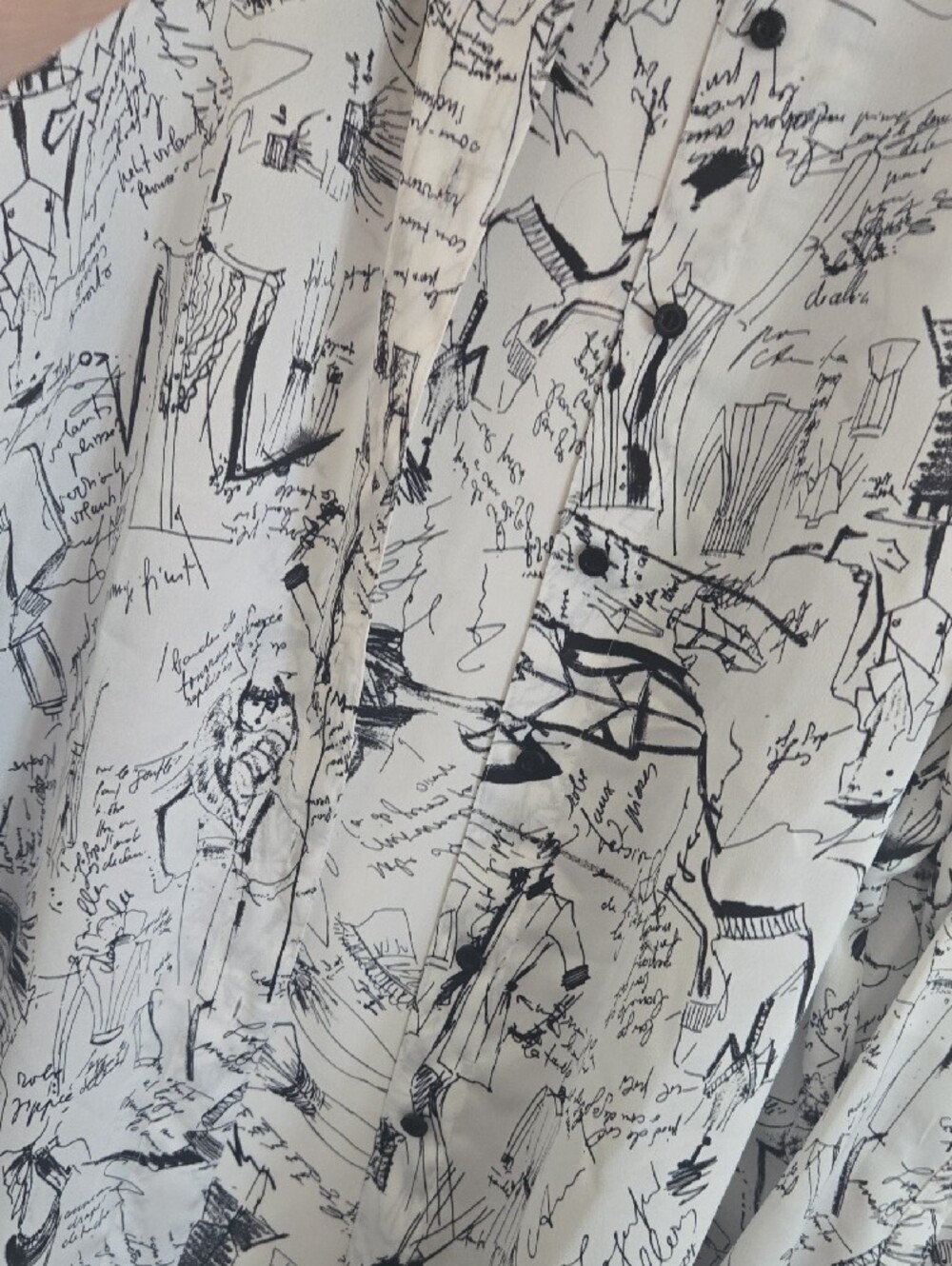 Karl Lagerfeld White and Black Abstract Sketch Shirt Jacket - Picture 4 of 8